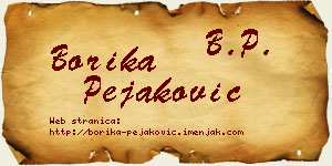 Borika Pejaković vizit kartica